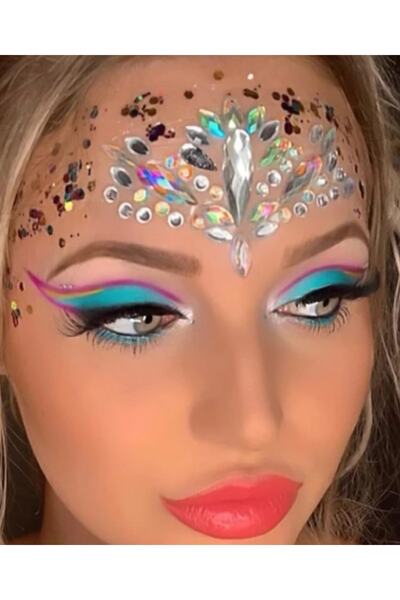 EFLAMEL DESİGN Face Body Sticker 3 D Işıltılı Incili Yüz , Vücut , Göz Süslem...