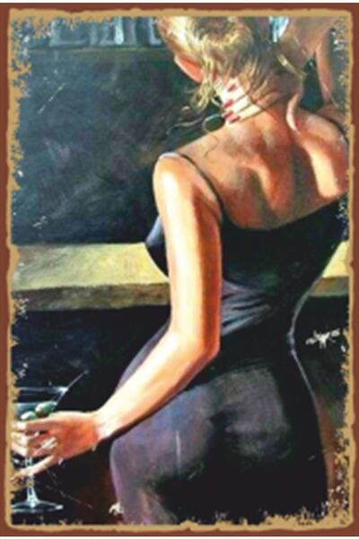 Hayat Poster Femeie care bea vin pictură poster din lemn retro