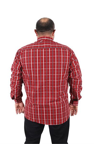 Starbattal Plus Size Men's Plaid Shirt 23358 Red