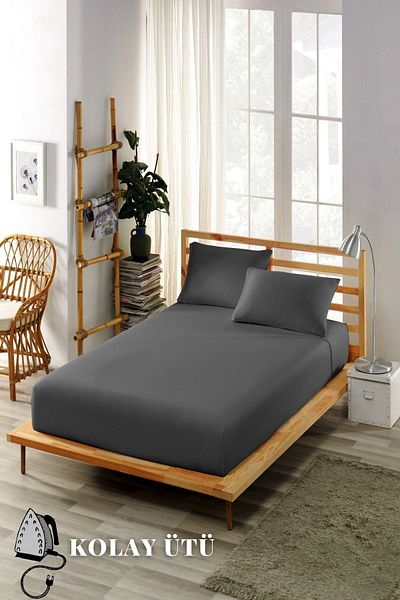 ELY PARKER 90x190 Easy-Iron Fitted Sheet Set-high Beds-anthracite