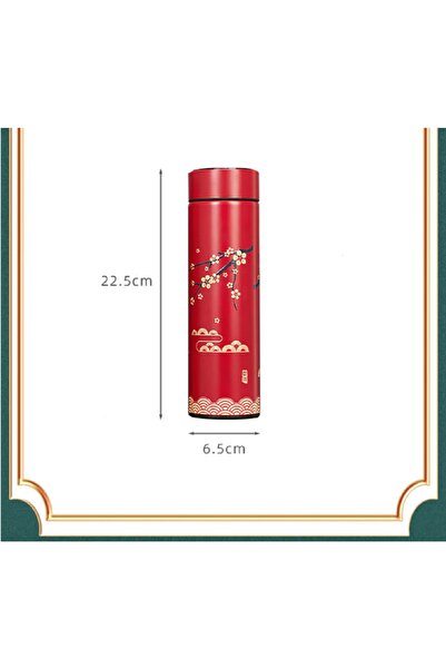 hediyeconcepti 500ml Stainless Steel Temperature Display Printed LCD Screen Thermos