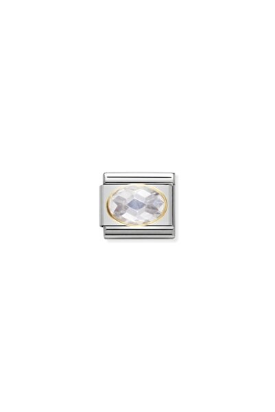 NOMİNATİON Composable Classic Faceted Cubıc Zirconia, Stainless Steel And 18k...