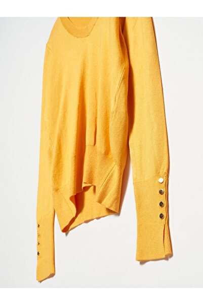 Dilvin 2443 Πουλόβερ με μανίκια V-λαιμόκοψη-μουστάρδα