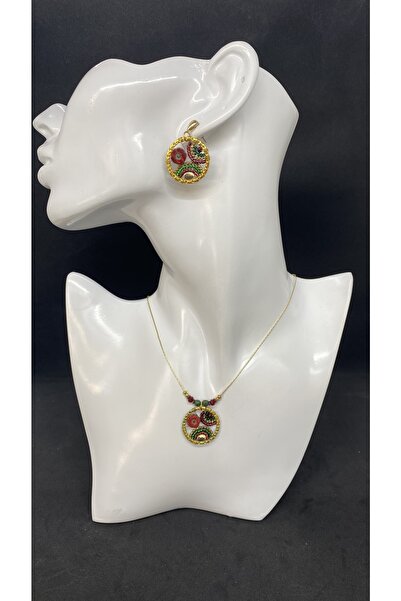 Porsuk Alternatif El Yapımı Etnik Örgü Boncuk Kolye Küpe Kadın Set