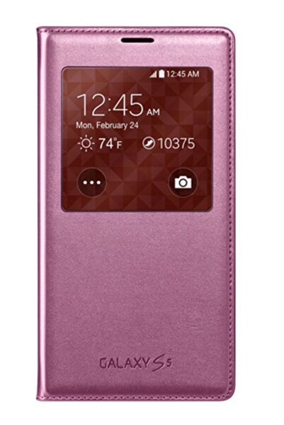 Samsung S5 S-view Kılıf Noktalı Pembe Ef-cg900bpegww