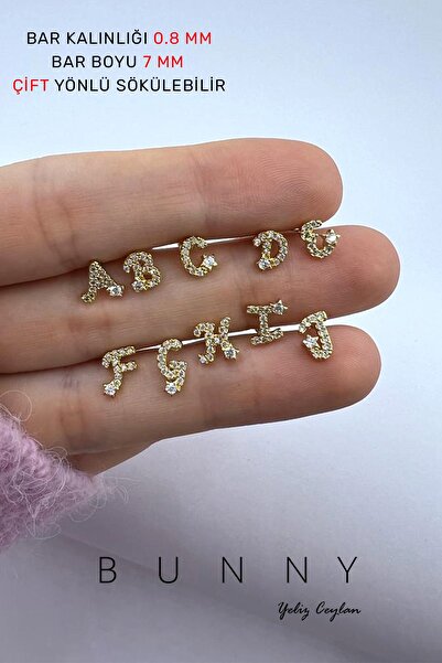 BUNNY Çelik Harf Piercing Tregus Ve Helix "c"