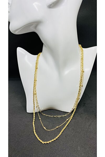 Porsuk Alternatif قلادة نسائية بسلسلة ثلاثية مطلية بالورنيش