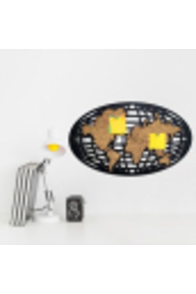 standarts Makta ® Dünya Haritalı Dekoratif Mantar Pano - Büyük