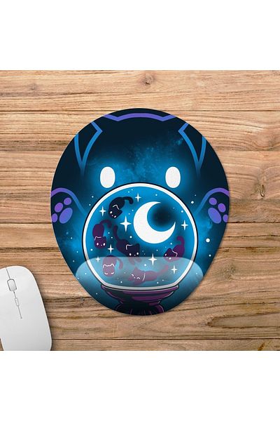 Pixxa موديل لوحة ماوس لدعم المعصم من Cosmic Cat Tarot Fortune - بيضاوي واحد