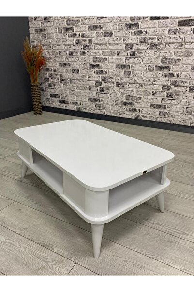 hey modüler mobilya Kumsal Oval Kenar 100* 60 Beyaz Orta Sehpa