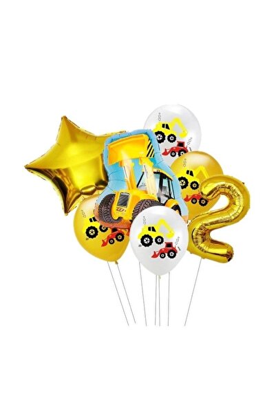DÜVENCİ TİCARET 2 Year Old Balloon Set with Construction Machine Figures