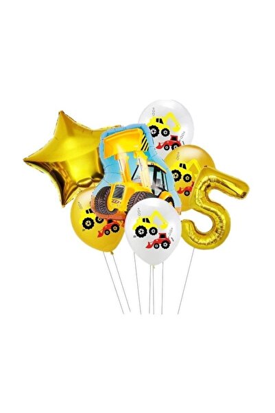 DÜVENCİ TİCARET 5 Year Old Balloon Set with Construction Machine Figures