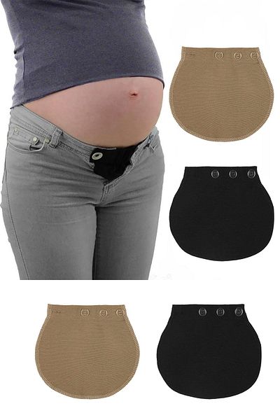 Pimobile Maternity Pants Waist Expander-Pants Expander for Women Black-beige