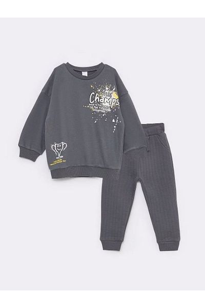 LC Waikiki Hanorac și pantaloni de trening pentru bebeluși cu gât cu imprimeu