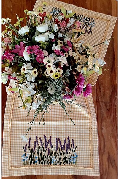 myyasminhome El Nakışı Ile Işlenmiş Dekoratif Runner.. % 100 El Nakışı, Handmade