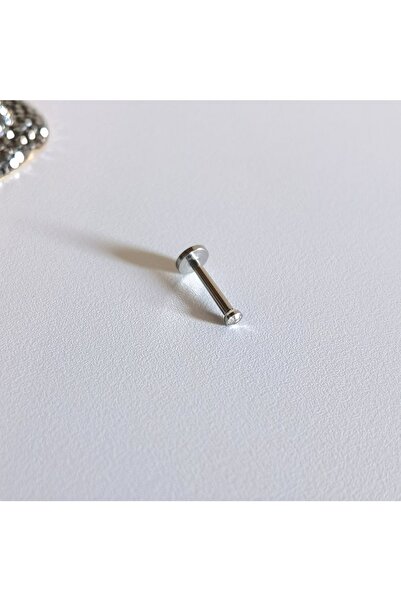 Bylin Cerrahi Çelik Zirkon Taşlı Dudak Piercing 10 Mm - 1 Adet