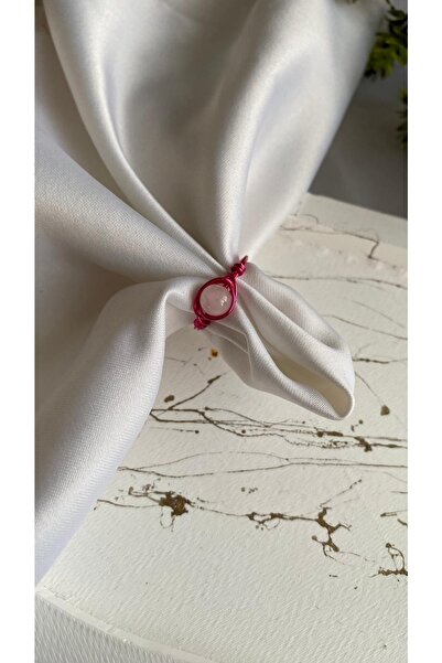 PelvedDesign خاتم سلك وردي من الكوارتز الطبيعي مصنوع يدويًا