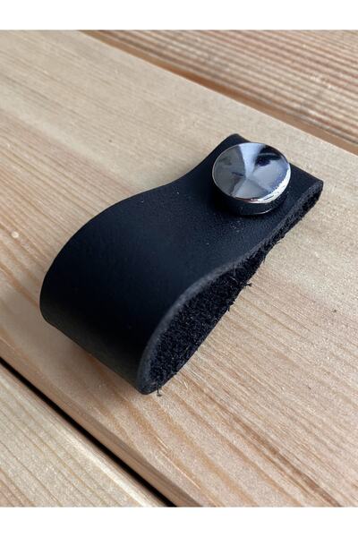 alfa tasarım atölyesi Hakiki Deri Dolap Düğme Kulp - Siyah