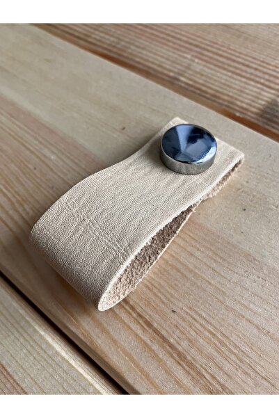 alfa tasarım atölyesi Genuine Leather Cabinet Button Handle - Bone