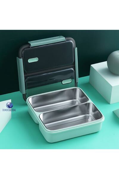 Vagonlife Portable Three Compartment 304 Stainless Steel Children's Food Box for Students and Office Expedition Bowl 950ml