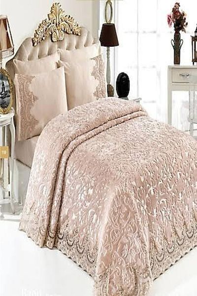 EVİMCE Laced Blanket Set Double Winter