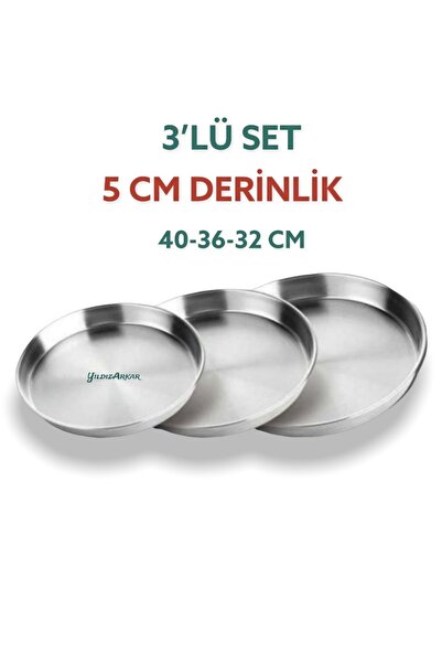 YILDIZ ARKAR Alüminyum Baklava Börek Fırın Tepsisi 3'lü Set (40-36-32 Cm)