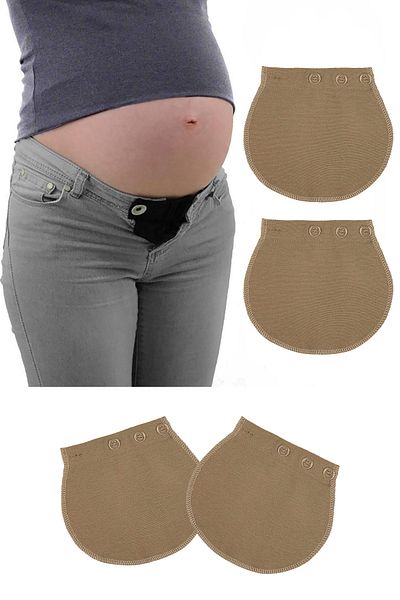 Pimobile Tresbel Maternity Pants Waist Expander-Pants Expander for Women Beige Color 2 Pieces