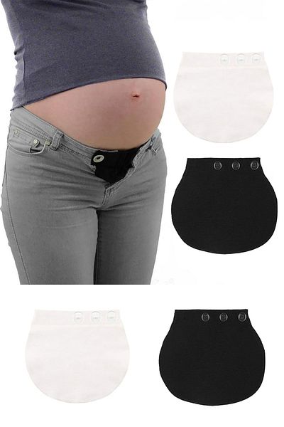 Pimobile Maternity Pants Waist Expander-Pants Expander for Women Black-white