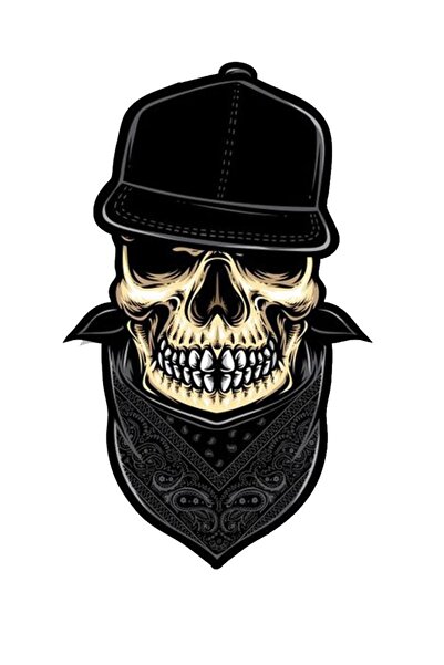 MegaSticker جمجمة جيتو - ملصق زجاجي للسيارة والدراجة النارية مقاس 14 × 9 سم