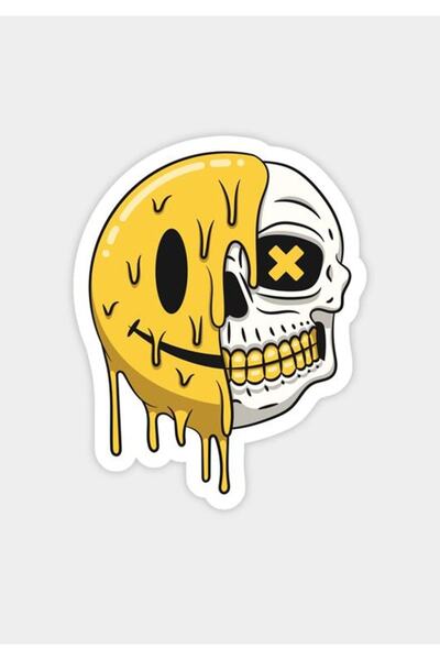 MegaSticker 11x11 Cm Emoji Skull Autocolant pentru parbriz pentru mașină și motocicletă Cască și laptop