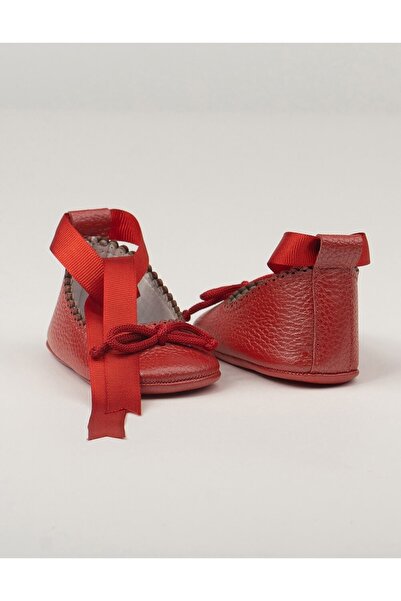Beybium Lady Pearlescent Red Leather Baby Ballerinas