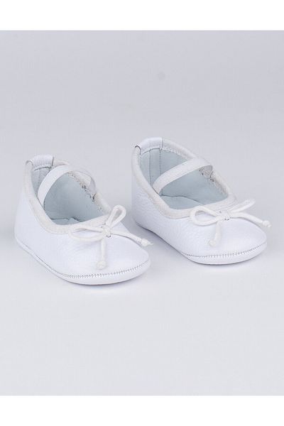 Beybium Linda Pearlescent White Leather Baby Ballerinas