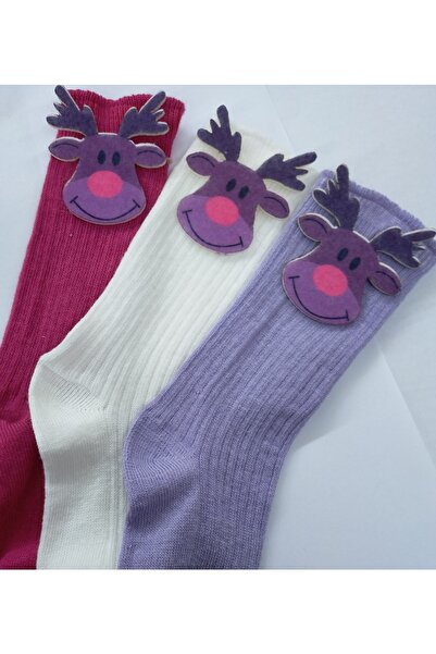 ÖZKARDEŞLER BABY جوارب للركبة للأطفال من اللباد فروي بطباعة رقمية مكونة من 3 قطع