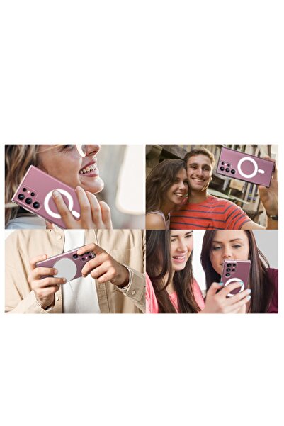 USIDE Samsung S22 Ultra Uyumlu Magsafe Özellikli Kablosuz Şarj Destekli Hybrid Şeffaf Sert Silikon Kılıf