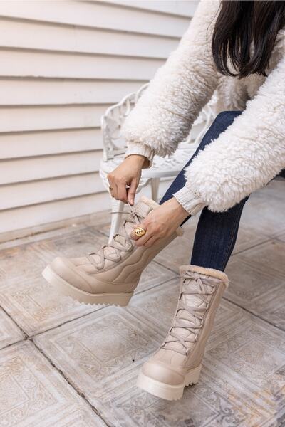 ANGELİNA JONES Staru Kadın Bej Parasut Kumaş Bot