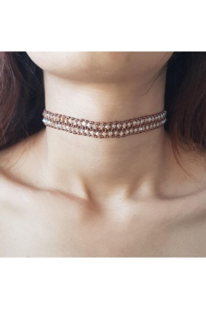 Handmade By HLY المختنق الهرم الكريستال اللون النحاس المنك