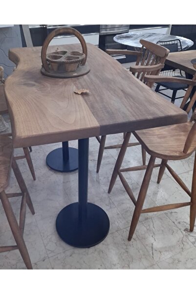 ALTAN HOME Kütük Bar Masa Takımı Ahşap Sandalye