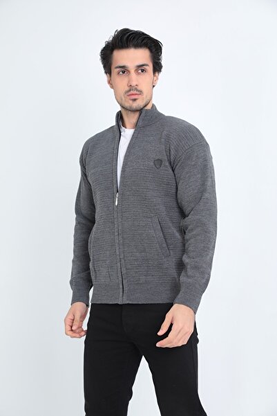 KMKkombin Чоловічий кардиган з блискавкою та сталевим плетінням