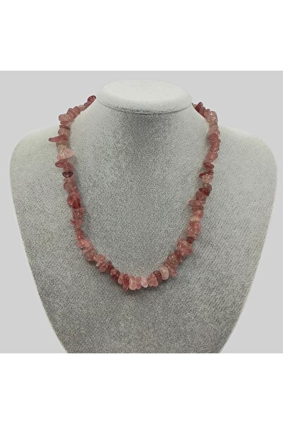 ByKolyeucum قلادة نسائية من حجر الكوارتز الفراولة المكسور من الحجر الطبيعي