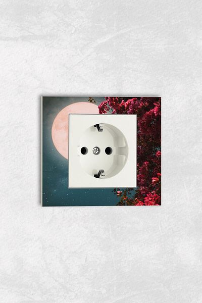 markcat Ovivo grano UV Printed Flower Pattern White Single Decorative Grounded Socket Frame Set