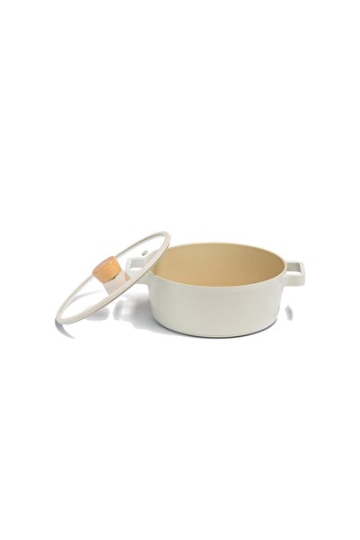 NEOFLAM Fika Beige Pot and Pan Set 7 Pieces 18x22x26 Pot 24 Pans