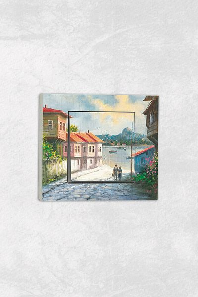 markcat Ovivo grano UV Printed Old Istanbul Concept White Single Decorative Switch Socket Frame Set