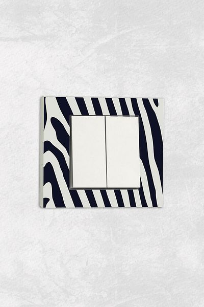 markcat Ovivo Grano (Double Switch Socket) UV Printed Zebra Pattern White Commitator Frame Included