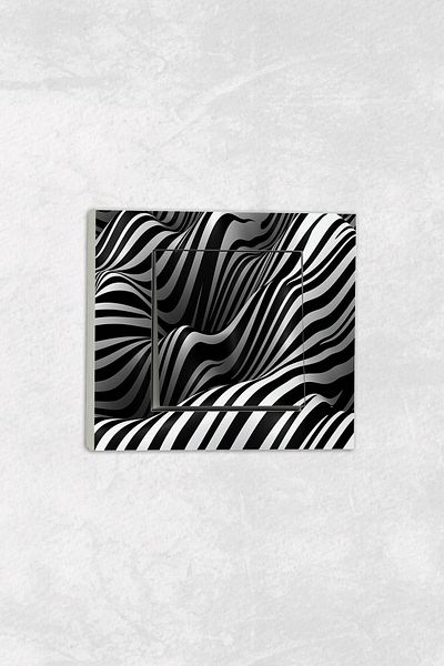 markcat Ovivo grano UV Printed Zebra Pattern White Single Switch Socket Frame Set