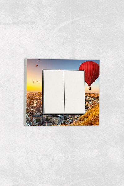 markcat Ovivo Grano (Double Switch Socket) UV Printed Cappadocia Pattern White Commitator Frame Included