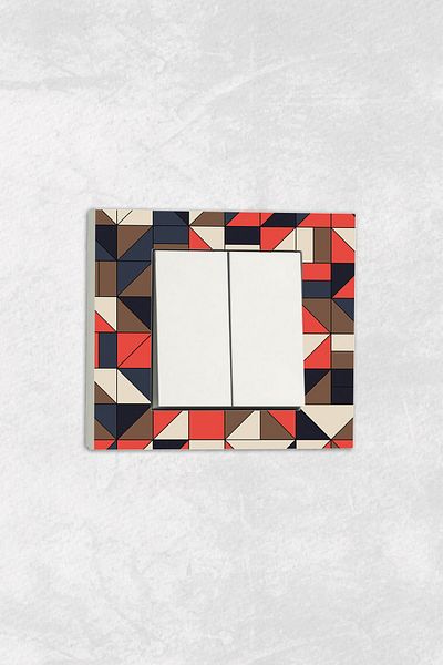 markcat Ovivo grano (DOUBLE SWITCH SOCKET) UV Printed Colorful Geometric Pattern White Commitator Frame Included