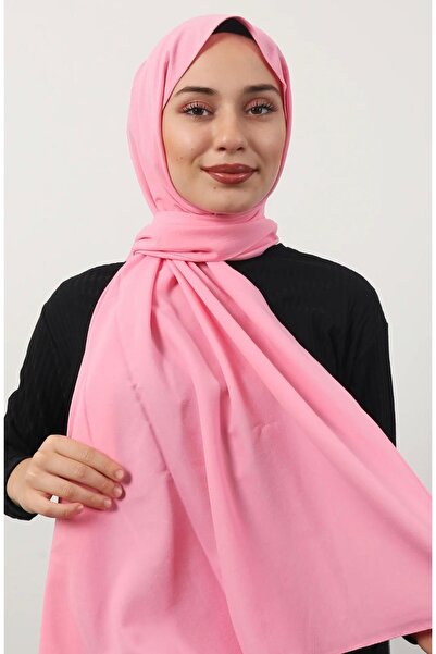 Mides scarf Μοντέλο ροζ σάλι από βαμβακερό κρασί καζάζ χιτζάμπ1