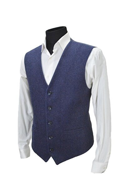 MENTOR REGALO Ανδρικό γιλέκο V-Neck Navy Blue Stamp 50453