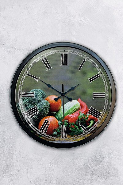 Kasva Concept هدية ساعة حائط مطبخ معدنية سوداء مقاس 40 سم