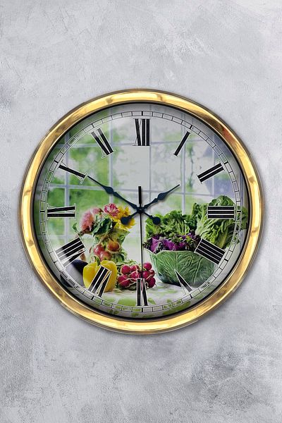 Kasva Concept Gift 40 cm Gold Metal Kitchen Wall Clock